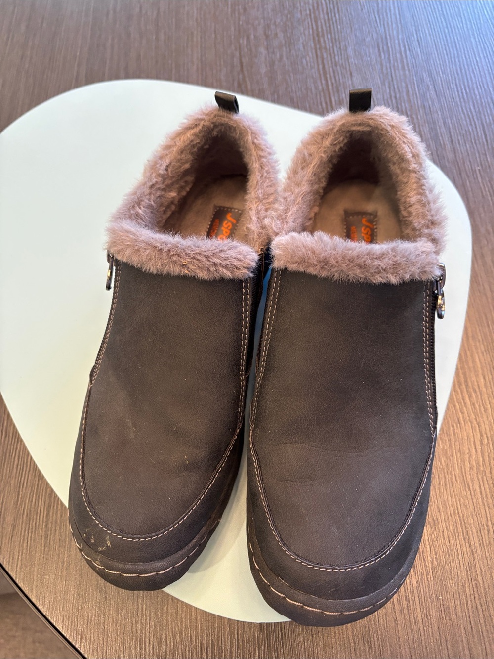 Womans BlackFaux-Fur Lined Slip-On Ankle Boots